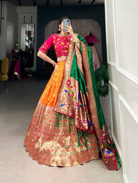 Lehenga Choli Jacquard Paithani