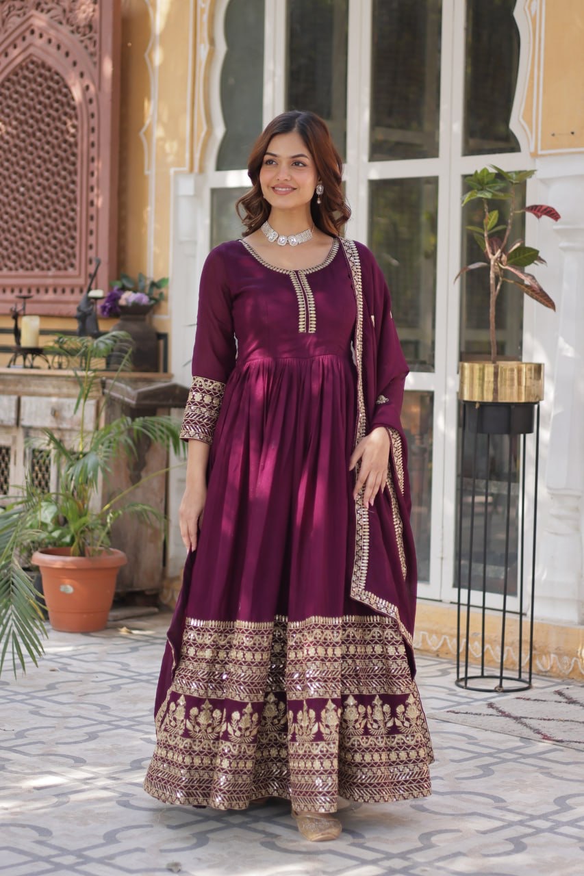 Anarkali Gown Simmer Vichitra
