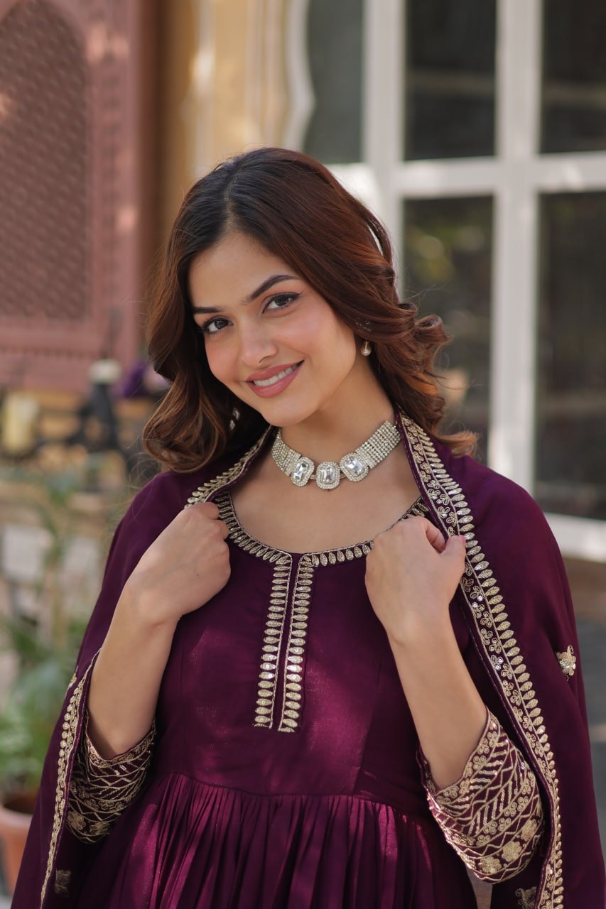 Anarkali Gown Simmer Vichitra - Image 5