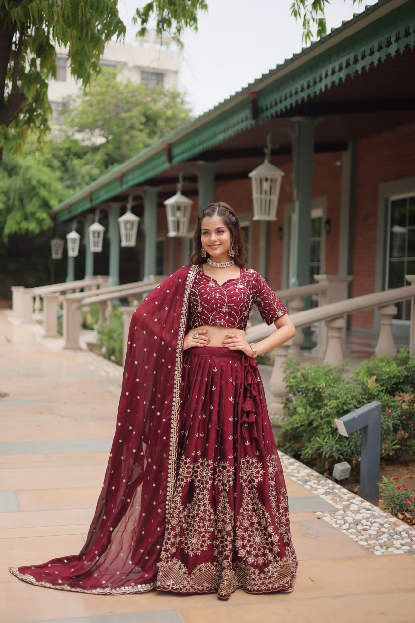 Lehenga Choli Rangoli Silk with Heavy Sequins & Thread Embroidered - Image 3