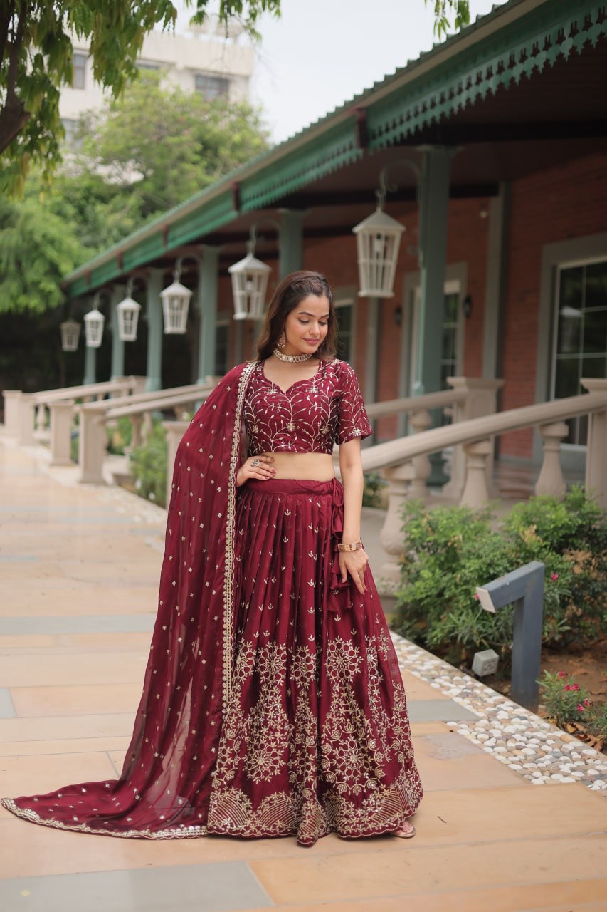 Lehenga Choli Rangoli Silk with Heavy Sequins & Thread Embroidered