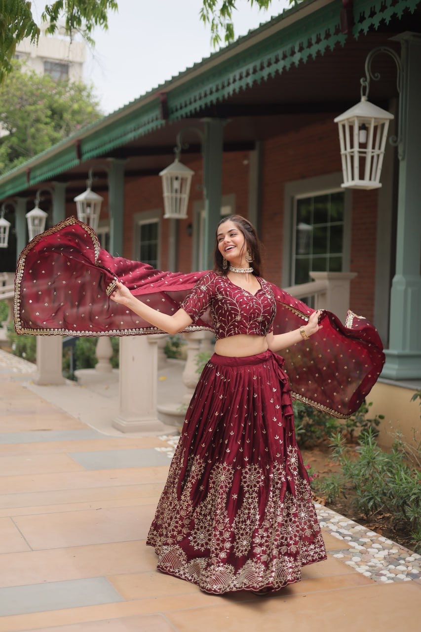 Lehenga Choli Rangoli Silk with Heavy Sequins & Thread Embroidered - Image 4