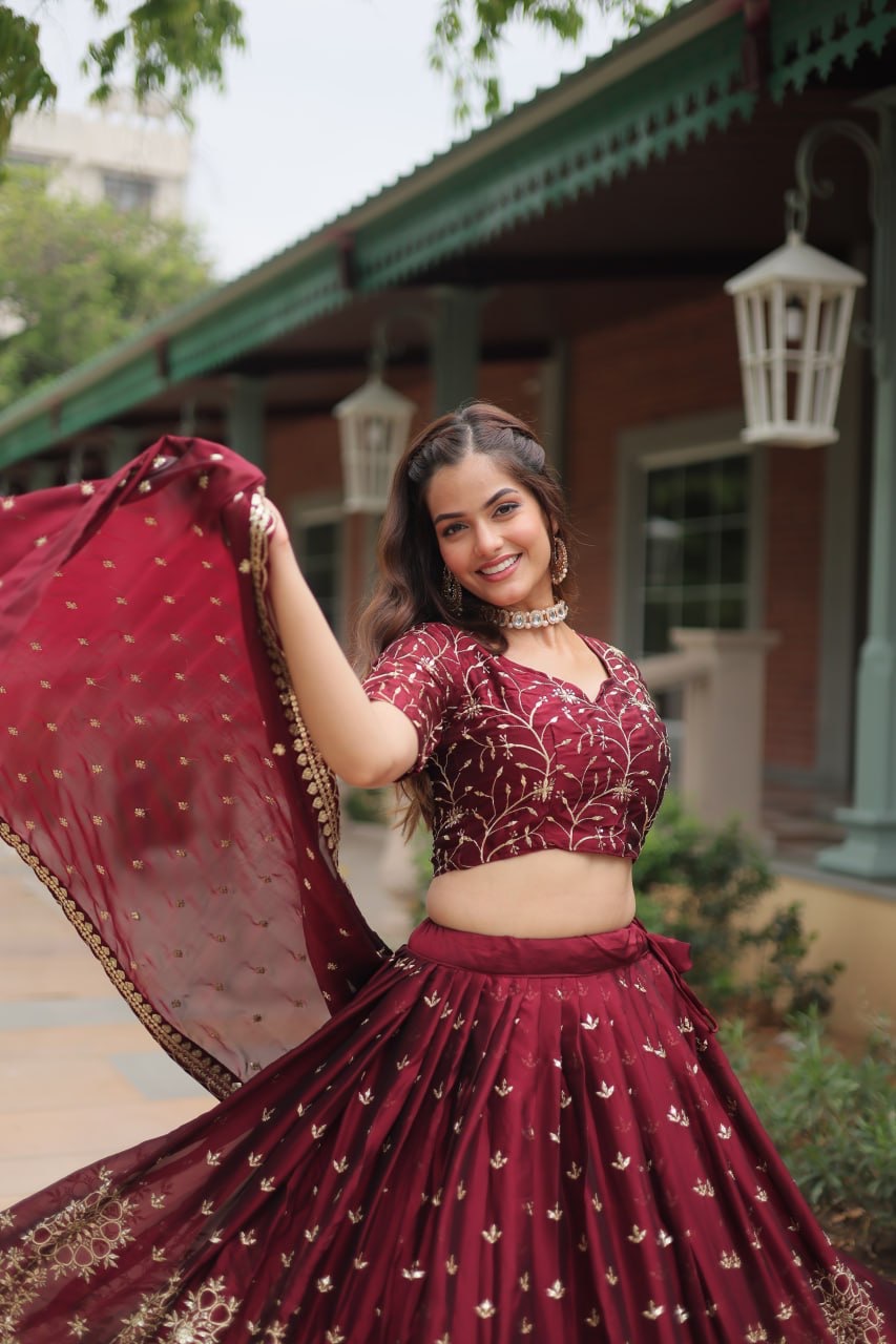 Lehenga Choli Rangoli Silk with Heavy Sequins & Thread Embroidered - Image 5