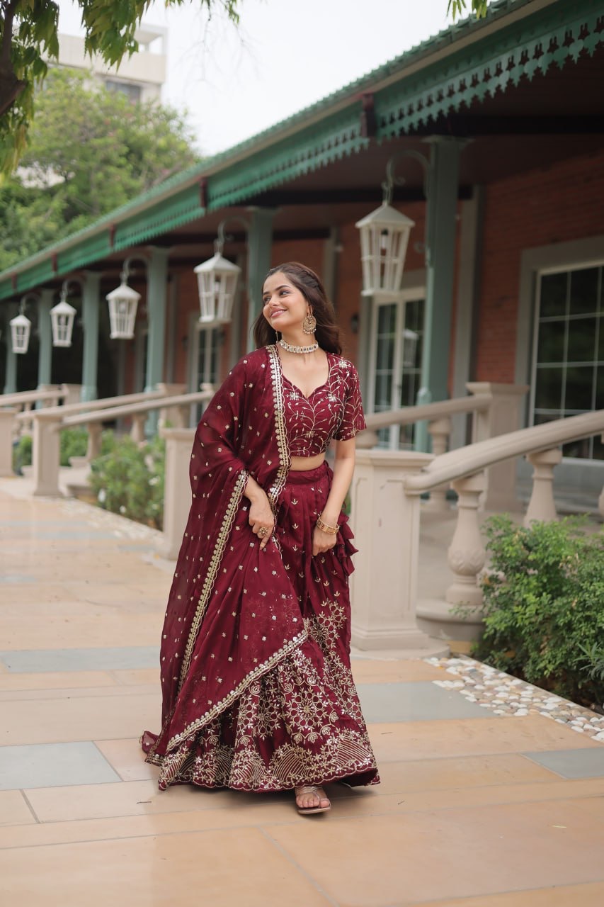 Lehenga Choli Rangoli Silk with Heavy Sequins & Thread Embroidered - Image 6