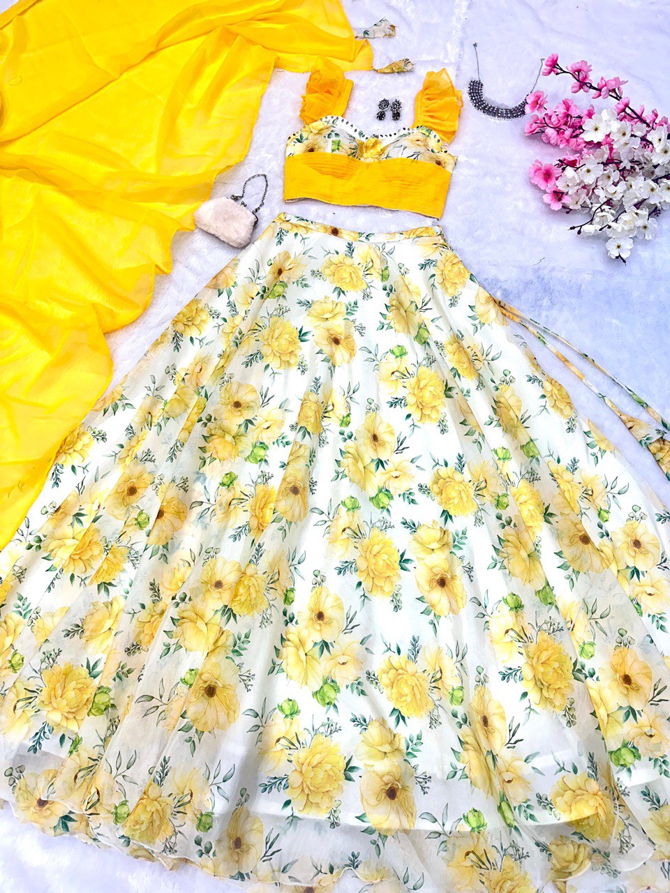 Lehenga Choli Floral Printed Jimmy Organza - Image 2
