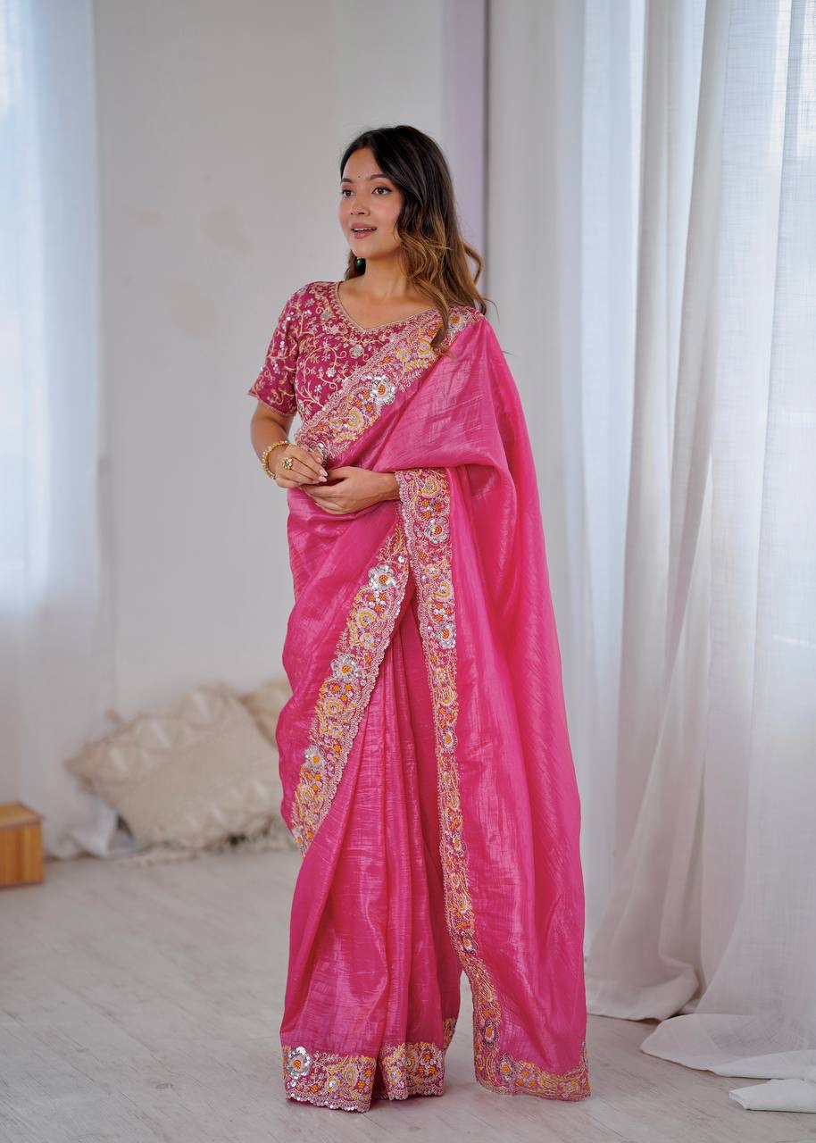 Saree Gold Crush Silk - Image 2