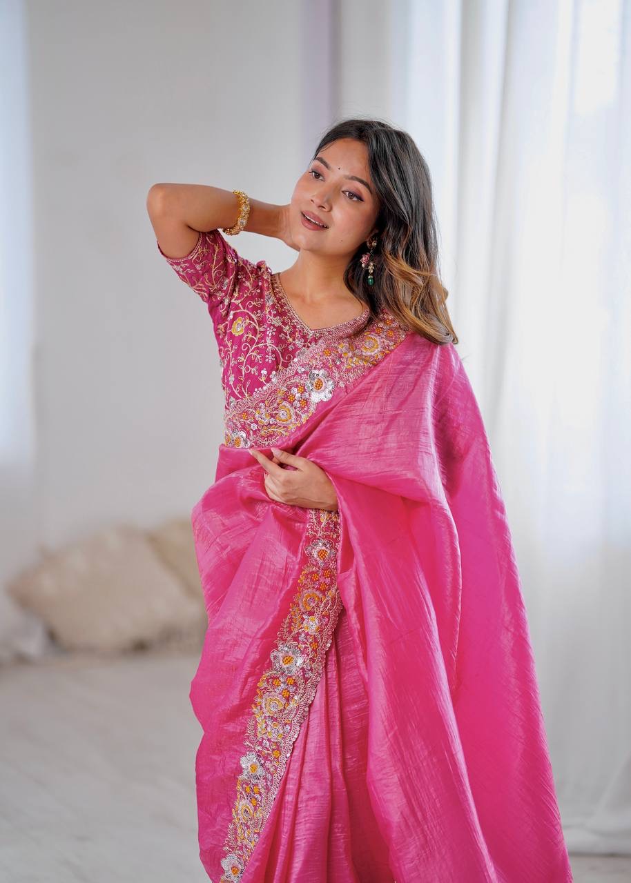 Saree Gold Crush Silk - Image 3