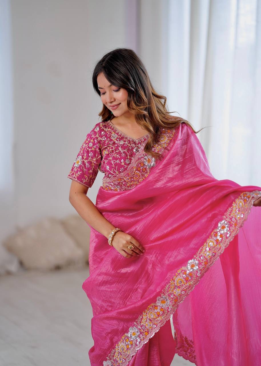 Saree Gold Crush Silk - Image 4