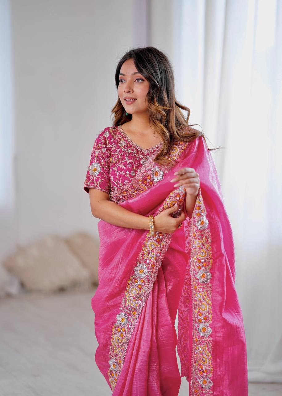 Saree Gold Crush Silk - Image 5